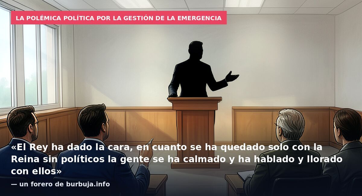 La polémica política por la gestión de la emergencia: «El Rey ha dado la cara, en cuanto se ha quedado solo con la Reina sin políticos la gente se ha calmado y ha hablado y llorado con ellos» — un forero de burbuja.info