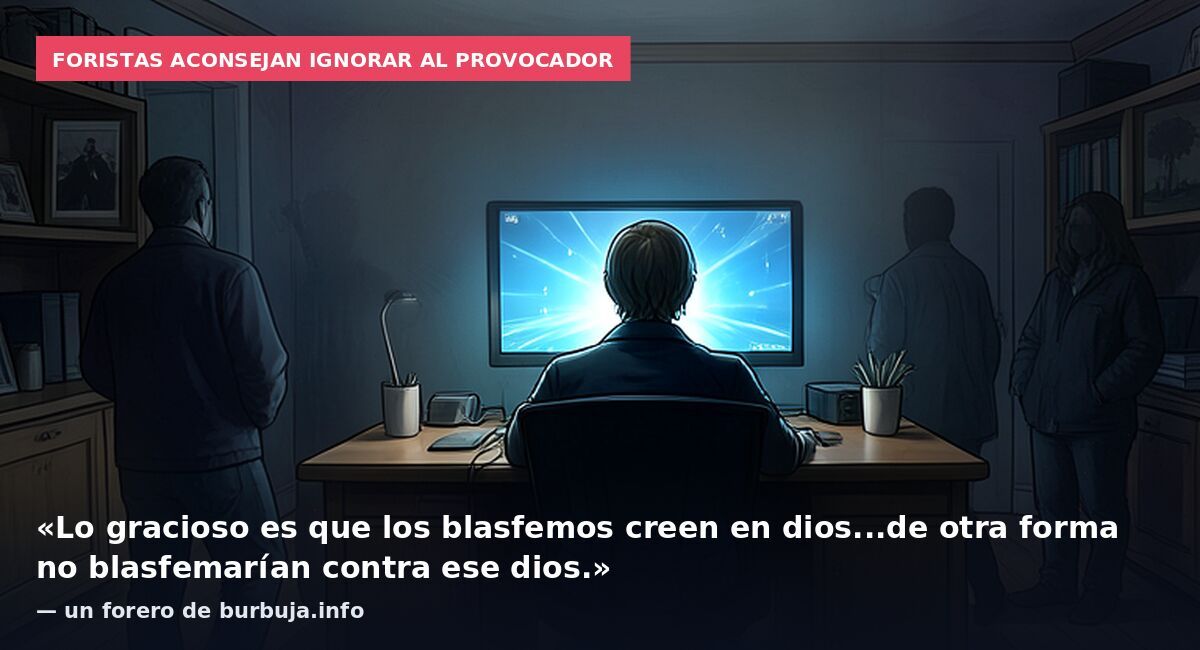 Foristas aconsejan ignorar al provocador: «Lo gracioso es que los blasfemos creen en dios...de otra forma no blasfemarían contra ese dios.» — un forero de burbuja.info