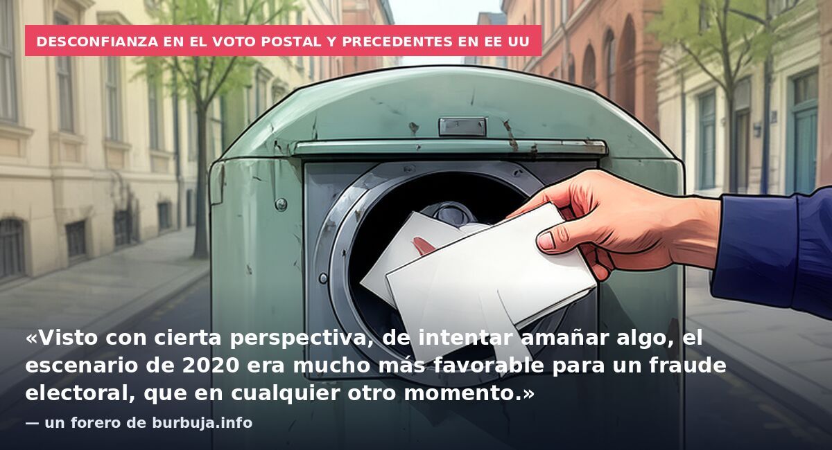 Desconfianza en el voto postal y precedentes en EE UU: «Visto con cierta perspectiva, de intentar amañar algo, el escenario de 2020 era mucho más favorable para un fraude electoral, que en cualquier otro momento.» — un forero de burbuja.info