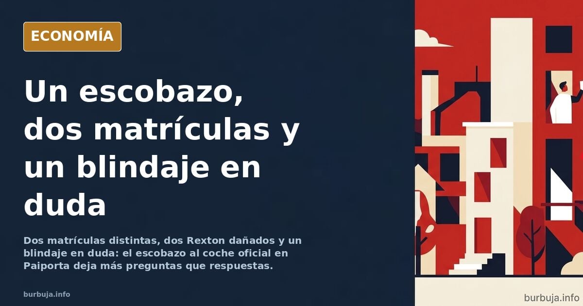 Ilustración editorial de un SsangYong Rexton con la luna trasera rota y cinta americana, junto a una escoba industrial en pri