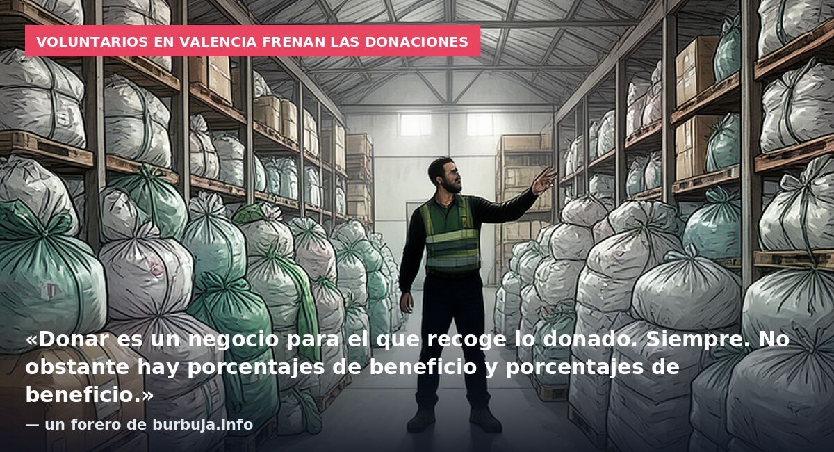 Voluntarios en Valencia frenan las donaciones: «Donar es un negocio para el que recoge lo donado. Siempre. No obstante hay porcentajes de beneficio y porcentajes de beneficio.» — un forero de burbuja.info