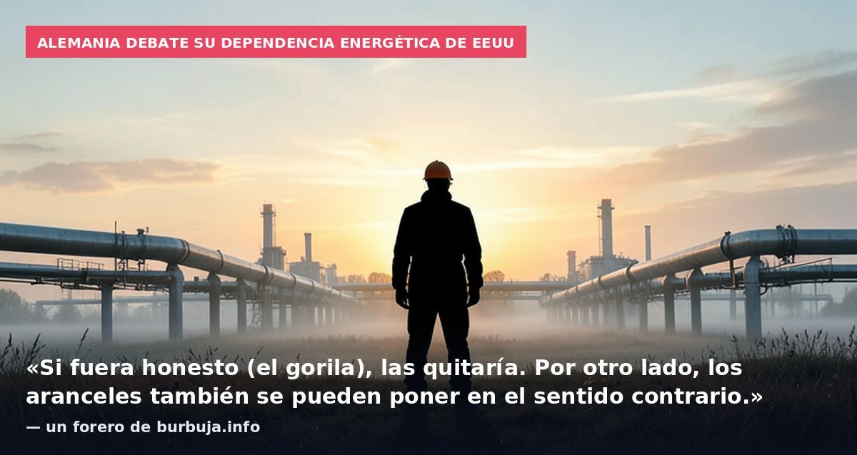 Alemania debate su dependencia energética de EEUU: «Si fuera honesto (el gorila), las quitaría. Por otro lado, los aranceles también se pueden poner en el sentido contrario.» — un forero de burbuja.info
