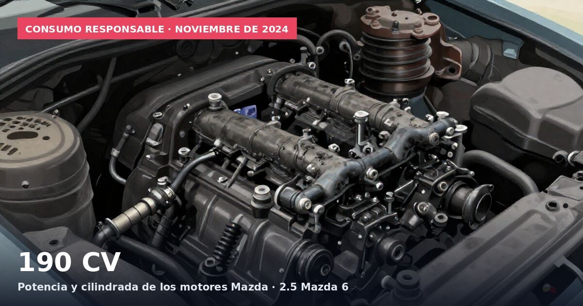 Consumo responsable · noviembre de 2024: 190 CV Potencia y cilindrada de los motores Mazda · 2.5 Mazda 6