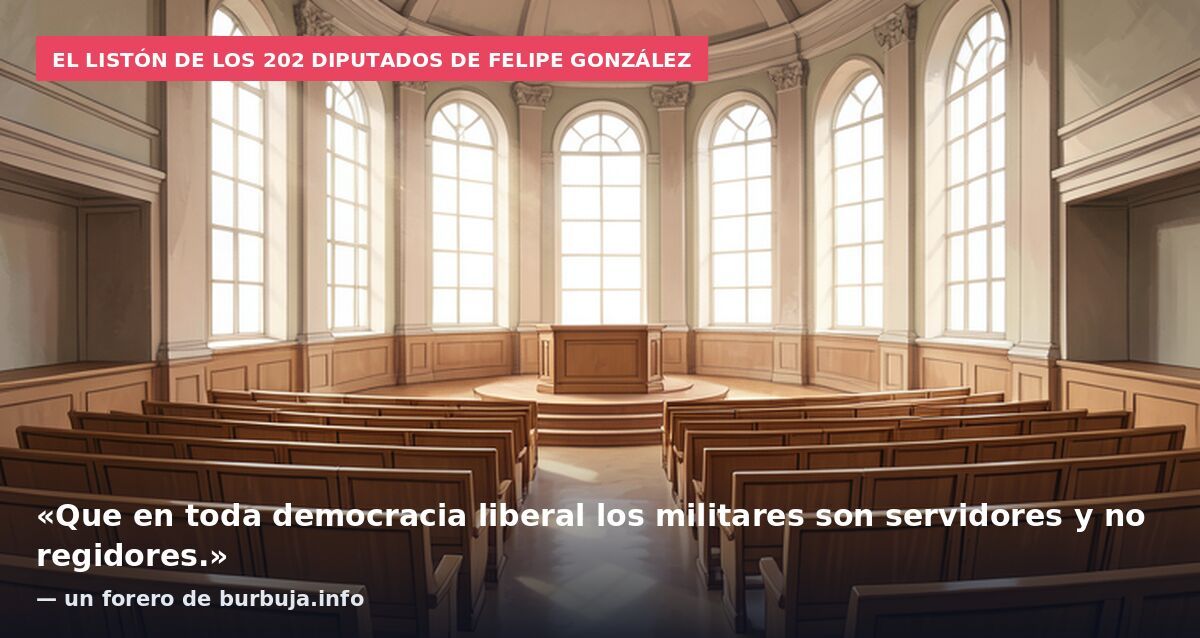 El listón de los 202 diputados de Felipe González: «Que en toda democracia liberal los militares son servidores y no regidores.» — un forero de burbuja.info