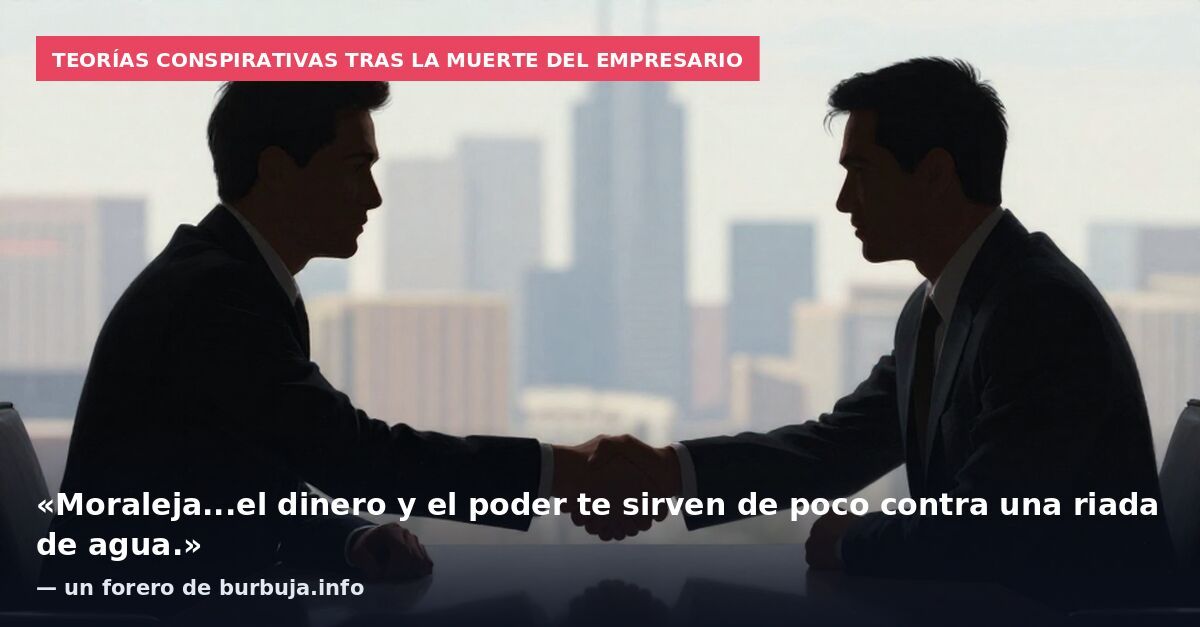 Teorías conspirativas tras la muerte del empresario: «Moraleja...el dinero y el poder te sirven de poco contra una riada de agua.» — un forero de burbuja.info