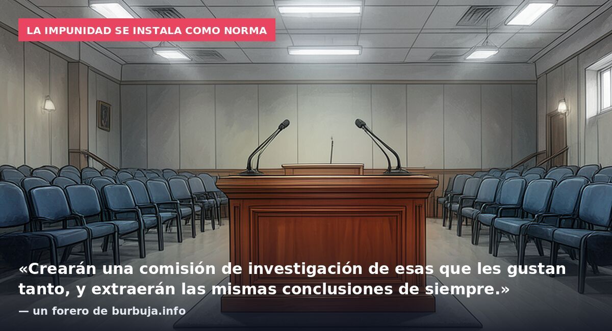 La impunidad se instala como norma: «Crearán una comisión de investigación de esas que les gustan tanto, y extraerán las mismas conclusiones de siempre.» — un forero de burbuja.info