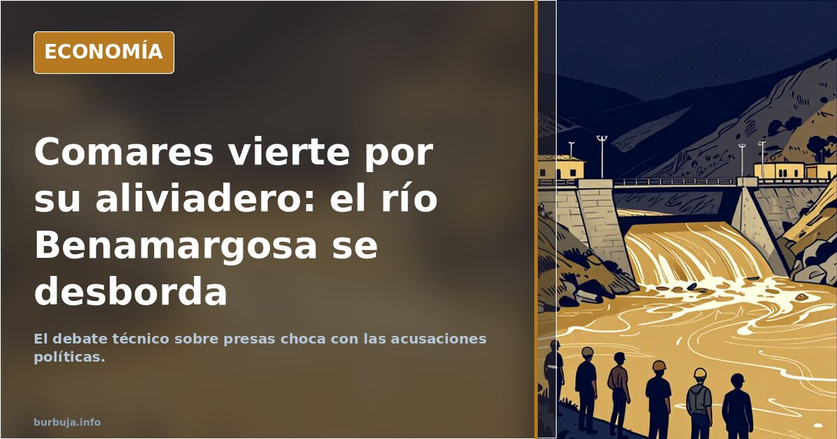 La presa de Comares vierte por su aliviadero y el río Benamargosa se desborda