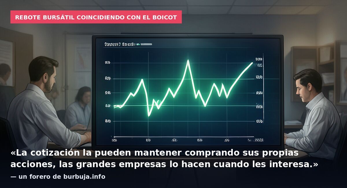 Rebote bursátil coincidiendo con el boicot: «La cotización la pueden mantener comprando sus propias acciones, las grandes empresas lo hacen cuando les interesa.» — un forero de burbuja.info