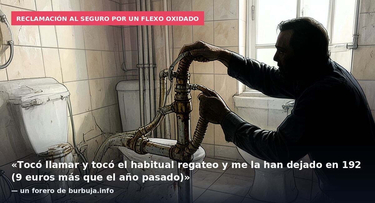 Reclamación al seguro por un flexo oxidado: «Tocó llamar y tocó el habitual regateo y me la han dejado en 192 (9 euros más que el año pasado)» — un forero de burbuja.info
