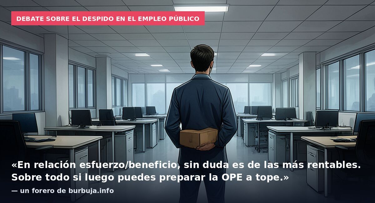 Debate sobre el despido en el empleo público: «En relación esfuerzo/beneficio, sin duda es de las más rentables. Sobre todo si luego puedes preparar la OPE a tope.» — un forero de burbuja.info