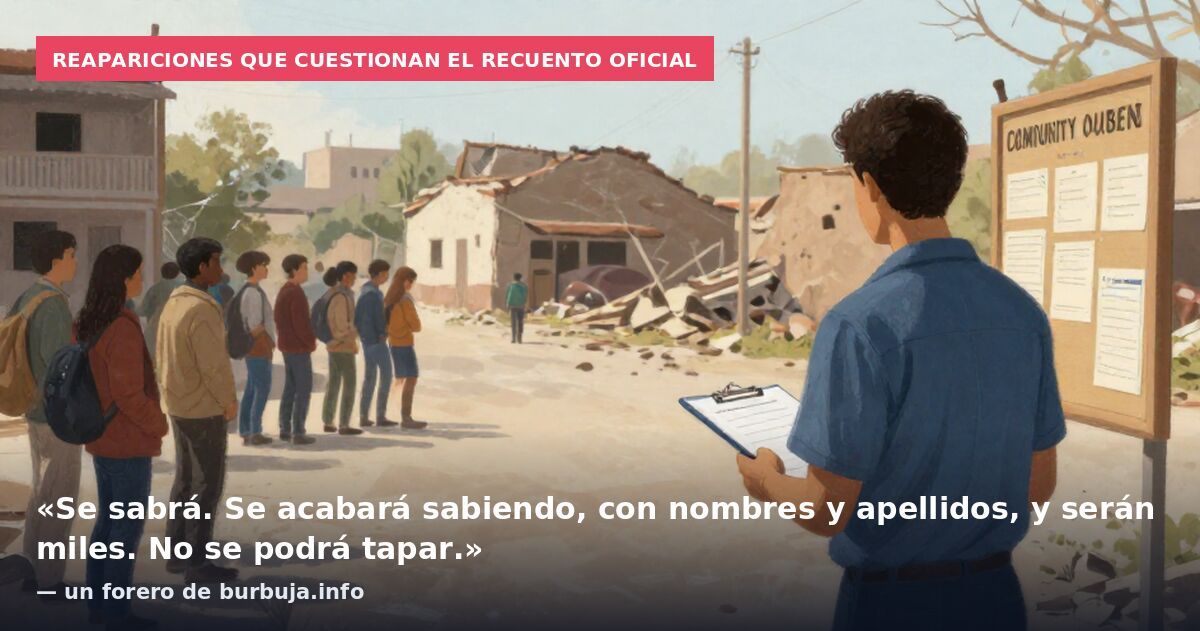 Reapariciones que cuestionan el recuento oficial: «Se sabrá. Se acabará sabiendo, con nombres y apellidos, y serán miles. No se podrá tapar.» — un forero de burbuja.info