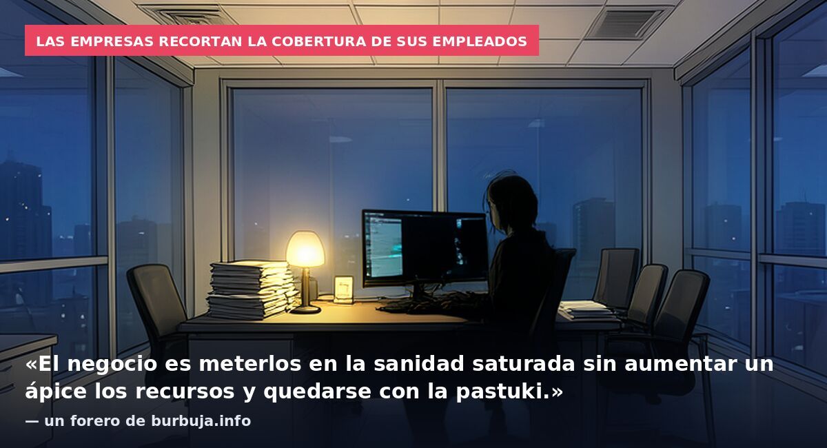 Las empresas recortan la cobertura de sus empleados: «El negocio es meterlos en la sanidad saturada sin aumentar un ápice los recursos y quedarse con la pastuki.» — un forero de burbuja.info