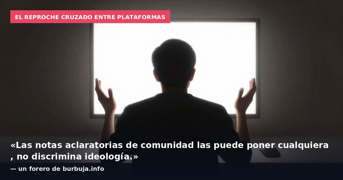 El reproche cruzado entre plataformas: «Las notas aclaratorias de comunidad las puede poner cualquiera , no discrimina ideología.» — un forero de burbuja.info