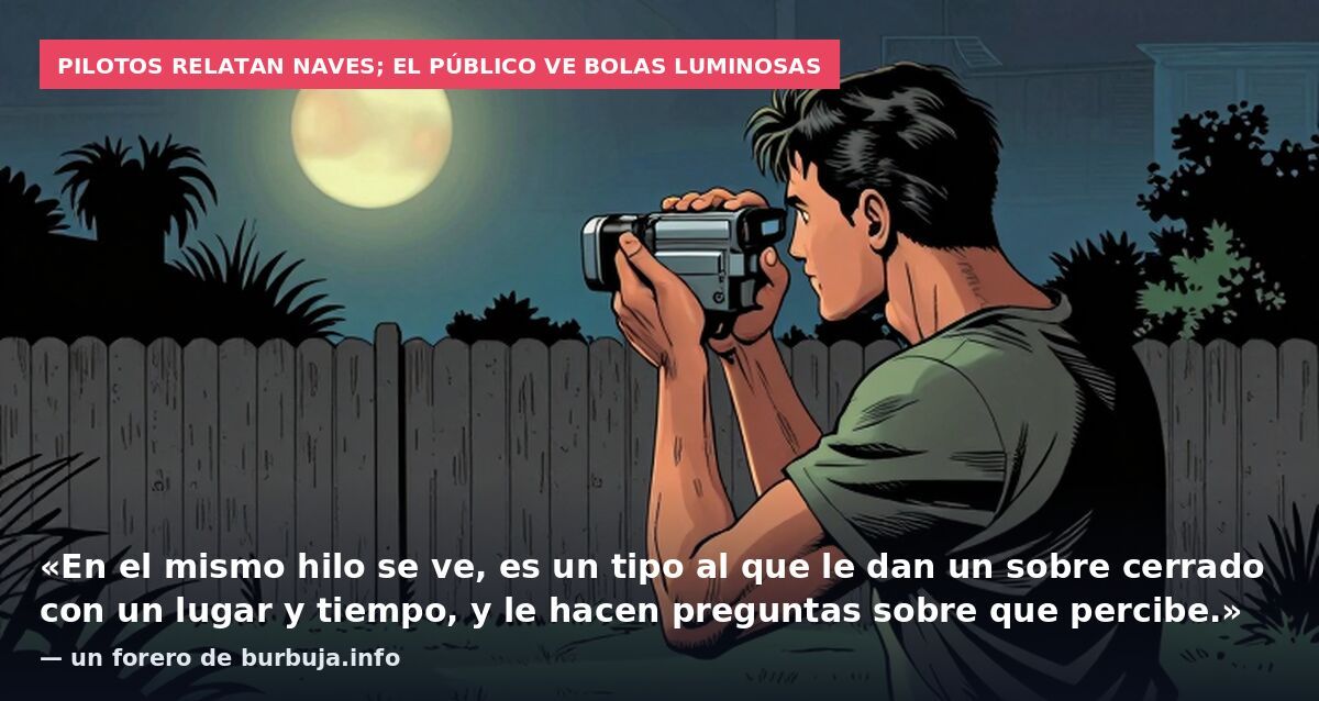 Pilotos relatan naves; el público ve bolas luminosas: «En el mismo hilo se ve, es un tipo al que le dan un sobre cerrado con un lugar y tiempo, y le hacen preguntas sobre que percibe.» — un forero de burbuja.info