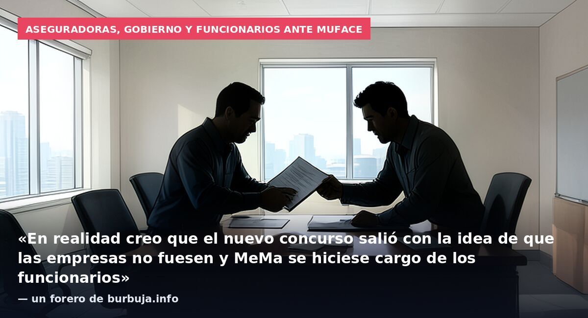 Aseguradoras, Gobierno y funcionarios ante Muface: «En realidad creo que el nuevo concurso salió con la idea de que las empresas no fuesen y MeMa se hiciese cargo de los funcionarios» — un forero de burbuja.info
