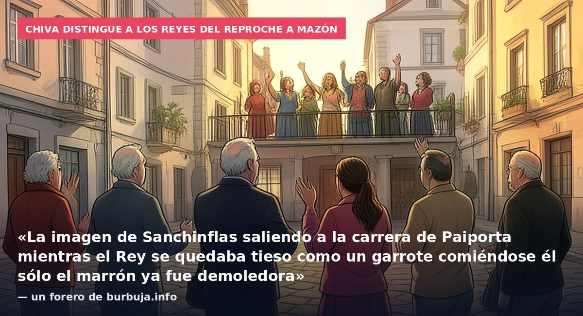 Chiva distingue a los Reyes del reproche a Mazón: «La imagen de Sanchinflas saliendo a la carrera de Paiporta mientras el Rey se quedaba tieso como un garrote comiéndose él sólo el marrón ya fue demoledora» — un forero de burbuja.info