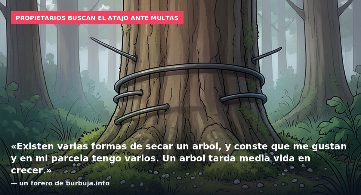 Propietarios buscan el atajo ante multas: «Existen varias formas de secar un arbol, y conste que me gustan y en mi parcela tengo varios. Un arbol tarda media vida en crecer.» — un forero de burbuja.info