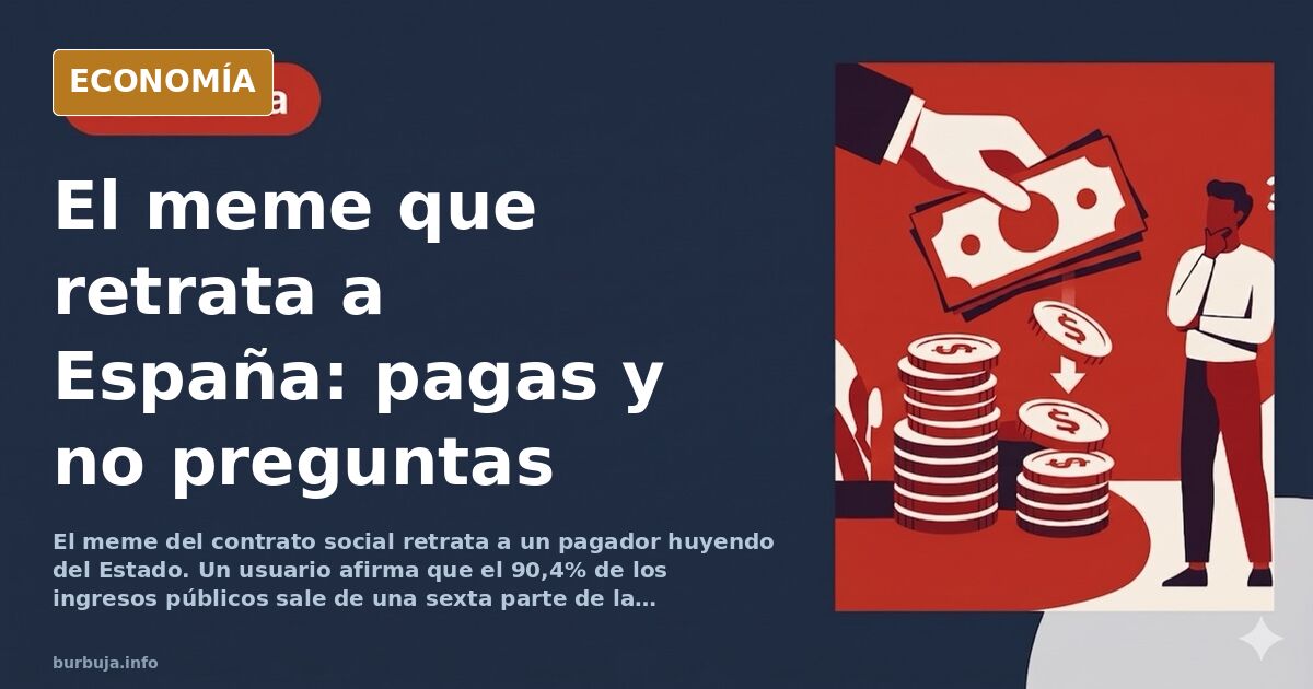 Ilustración editorial de un joven trajeado corriendo con una cartera mientras una multitud le persigue, representando el meme