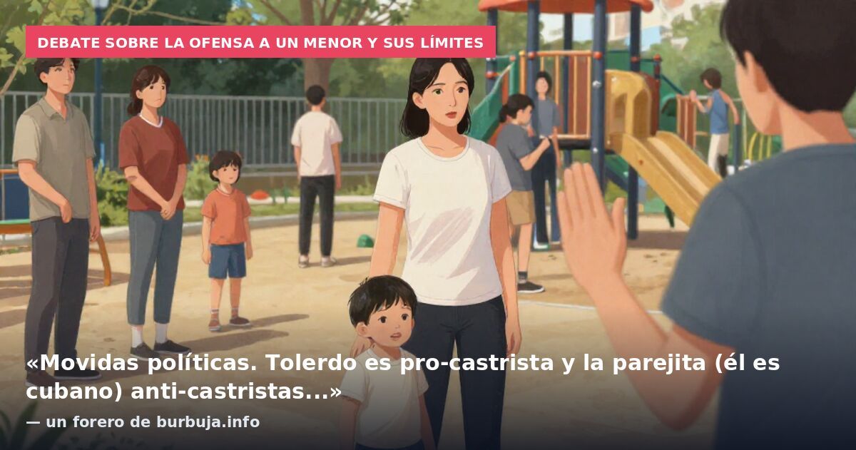 Debate sobre la ofensa a un menor y sus límites: «Movidas políticas. Tolerdo es pro-castrista y la parejita (él es cubano) anti-castristas...» — un forero de burbuja.info
