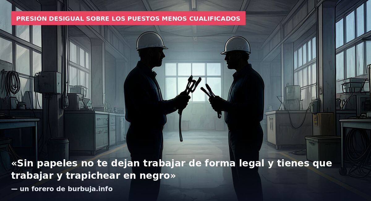 Presión desigual sobre los puestos menos cualificados: «Sin papeles no te dejan trabajar de forma legal y tienes que trabajar y trapichear en negro» — un forero de burbuja.info