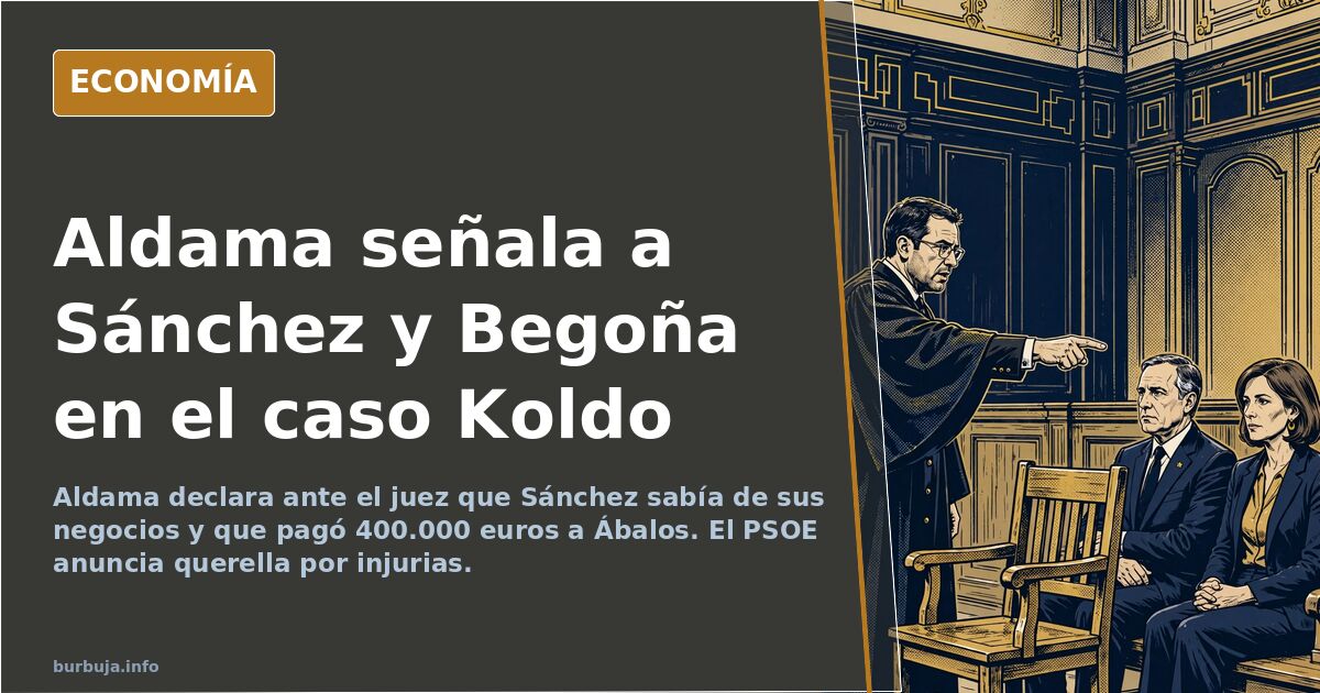 Ilustración editorial de un comisionista señalando a altos cargos del Gobierno en el caso Koldo