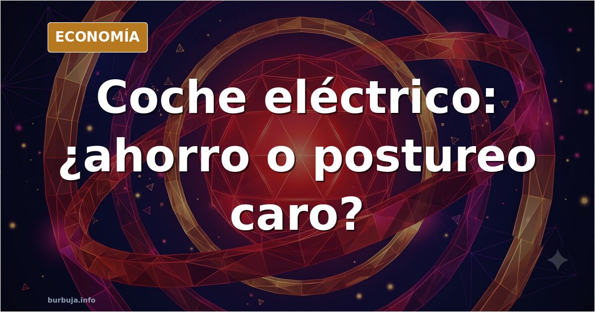 Ilustración editorial de un coche eléctrico enchufado en una calle urbana, con cables cruzando la acera y un contador de ener