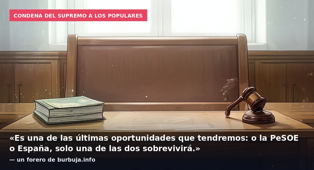 Condena del Supremo a los populares: «Es una de las últimas oportunidades que tendremos: o la PeSOE o España, solo una de las dos sobrevivirá.» — un forero de burbuja.info