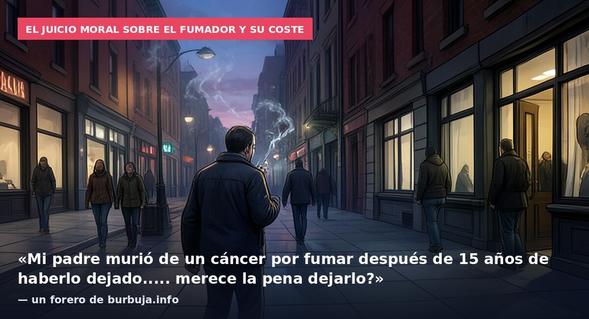 El juicio moral sobre el fumador y su coste: «Mi padre murió de un cáncer por fumar después de 15 años de haberlo dejado..... merece la pena dejarlo?» — un forero de burbuja.info