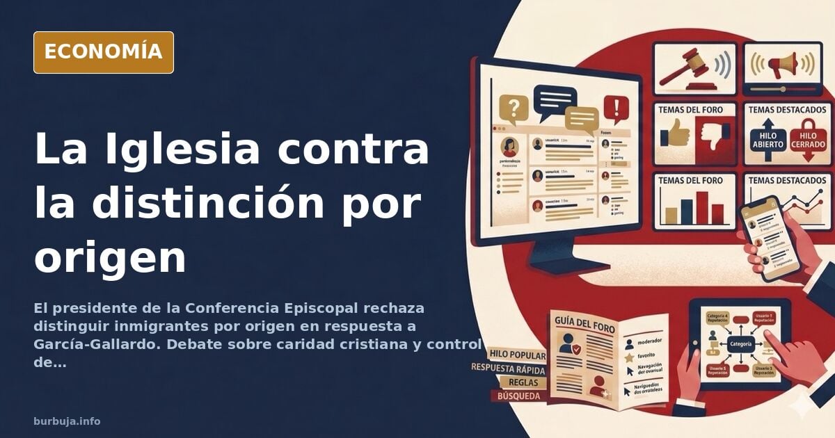 Ilustración editorial de una balanza inclinada entre una cruz y una frontera, símbolo del debate sobre inmigración y doctrina