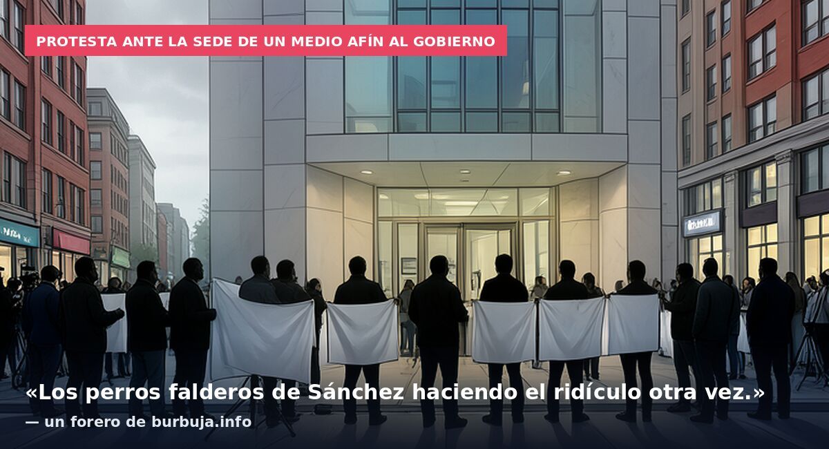Protesta ante la sede de un medio afín al Gobierno: «Los perros falderos de Sánchez haciendo el ridículo otra vez.» — un forero de burbuja.info