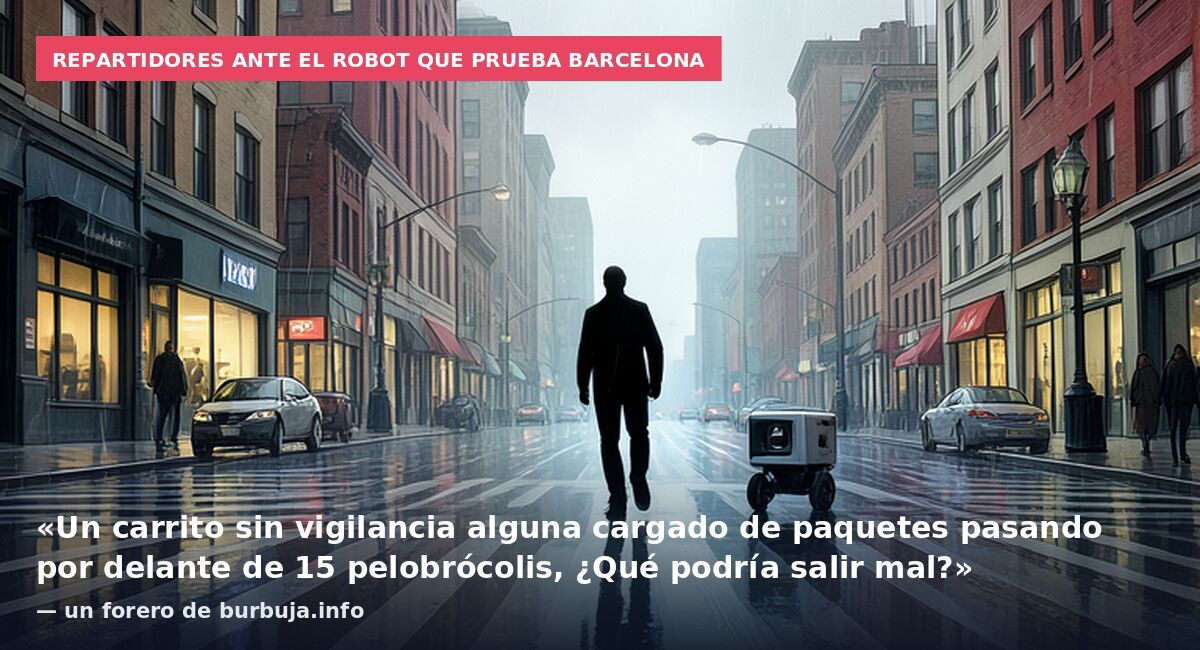 Repartidores ante el robot que prueba Barcelona: «Un carrito sin vigilancia alguna cargado de paquetes pasando por delante de 15 pelobrócolis, ¿Qué podría salir mal?» — un forero de burbuja.info