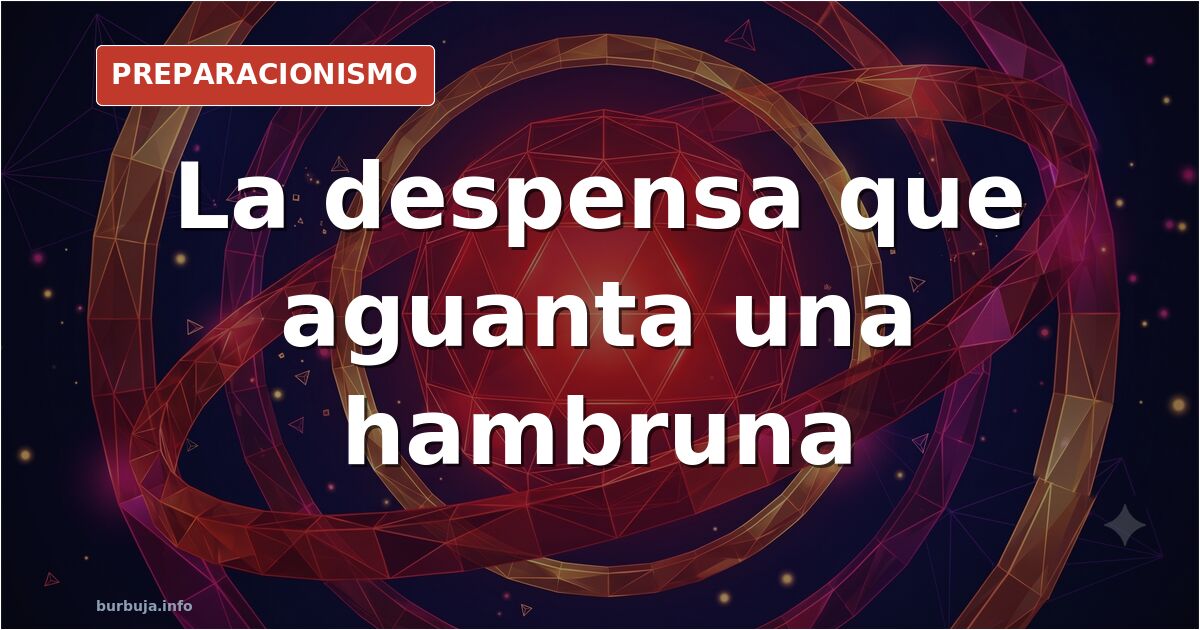 Botes de conservas, legumbres secas y arroz almacenados en baldas de una despensa de preparacionismo para una hambruna