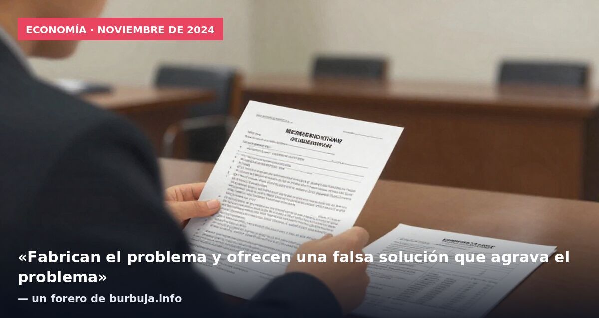 Economía · noviembre de 2024: «Fabrican el problema y ofrecen una falsa solución que agrava el problema» — un forero de burbuja.info
