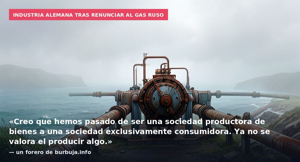 Industria alemana tras renunciar al gas ruso: «Creo que hemos pasado de ser una sociedad productora de bienes a una sociedad exclusivamente consumidora. Ya no se valora el producir algo.» — un forero de burbuja.info
