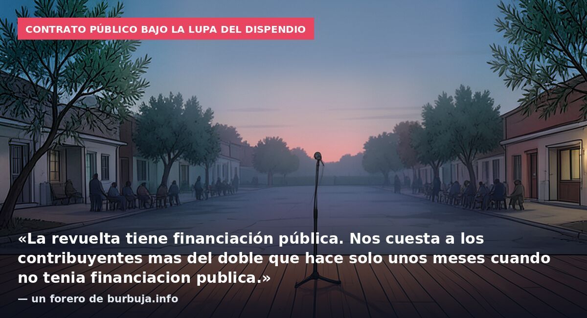 Contrato público bajo la lupa del dispendio: «La revuelta tiene financiación pública. Nos cuesta a los contribuyentes mas del doble que hace solo unos meses cuando no tenia financiacion publica.» — un forero de burbuja.info