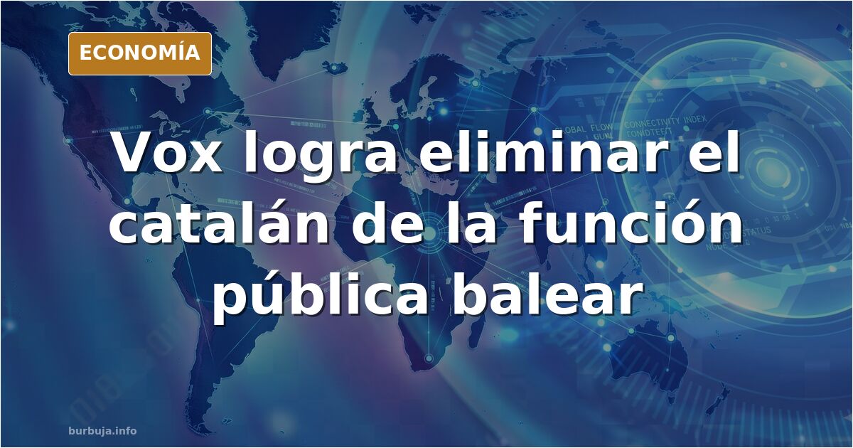 Ilustración editorial sobre la eliminación del catalán como requisito en la función pública balear