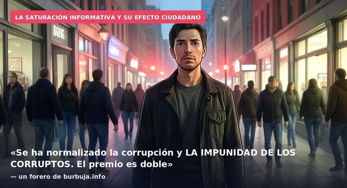 La saturación informativa y su efecto ciudadano: «Se ha normalizado la corrupción y LA IMPUNIDAD DE LOS CORRUPTOS. El premio es doble» — un forero de burbuja.info