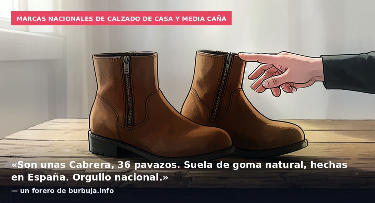 Marcas nacionales de calzado de casa y media caña: «Son unas Cabrera, 36 pavazos. Suela de goma natural, hechas en España. Orgullo nacional.» — un forero de burbuja.info