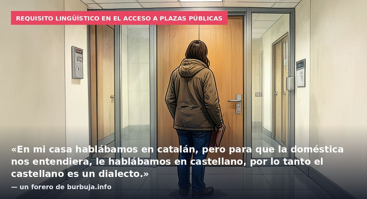 Requisito lingüístico en el acceso a plazas públicas: «En mi casa hablábamos en catalán, pero para que la doméstica nos entendiera, le hablábamos en castellano, por lo tanto el castellano es un dialecto.» — un forero de burbuja.info