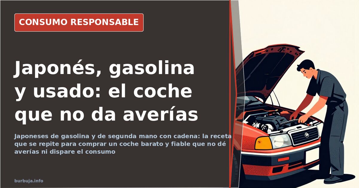 Turismo compacto de segunda mano aparcado, ilustración sobre cómo elegir un coche barato y fiable y de bajo consumo