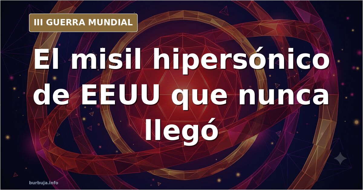 Silueta de un misil hipersónico sobre un mapa desaturado con estelas de humo en el horizonte