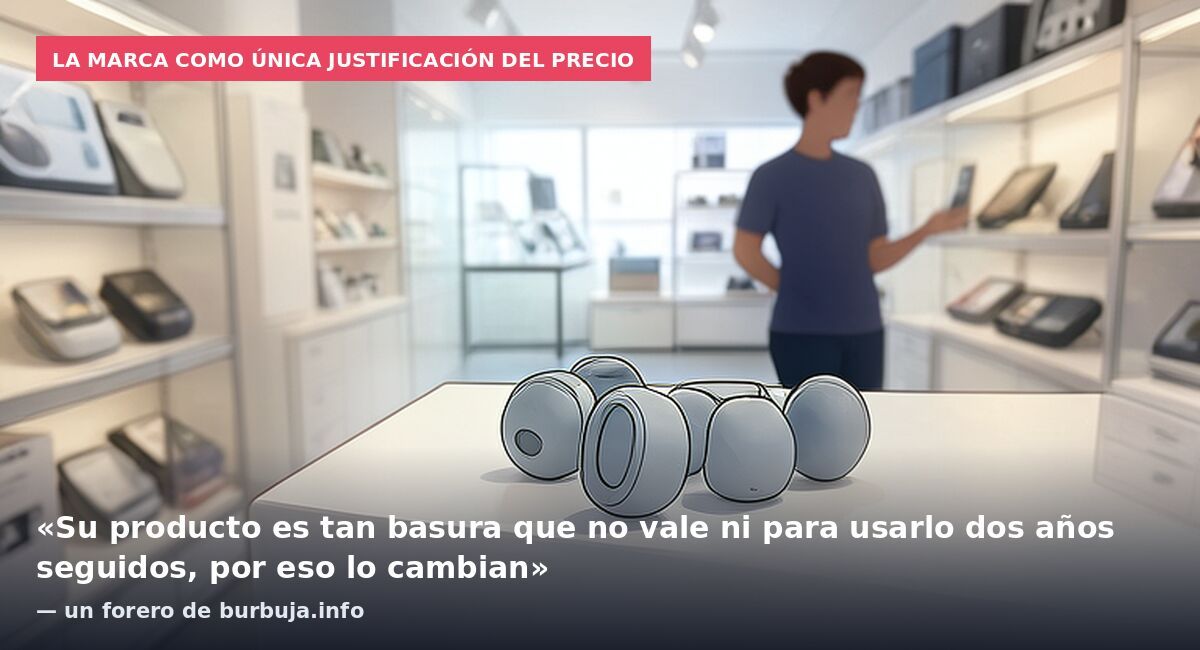 La marca como única justificación del precio: «Su producto es tan basura que no vale ni para usarlo dos años seguidos, por eso lo cambian» — un forero de burbuja.info