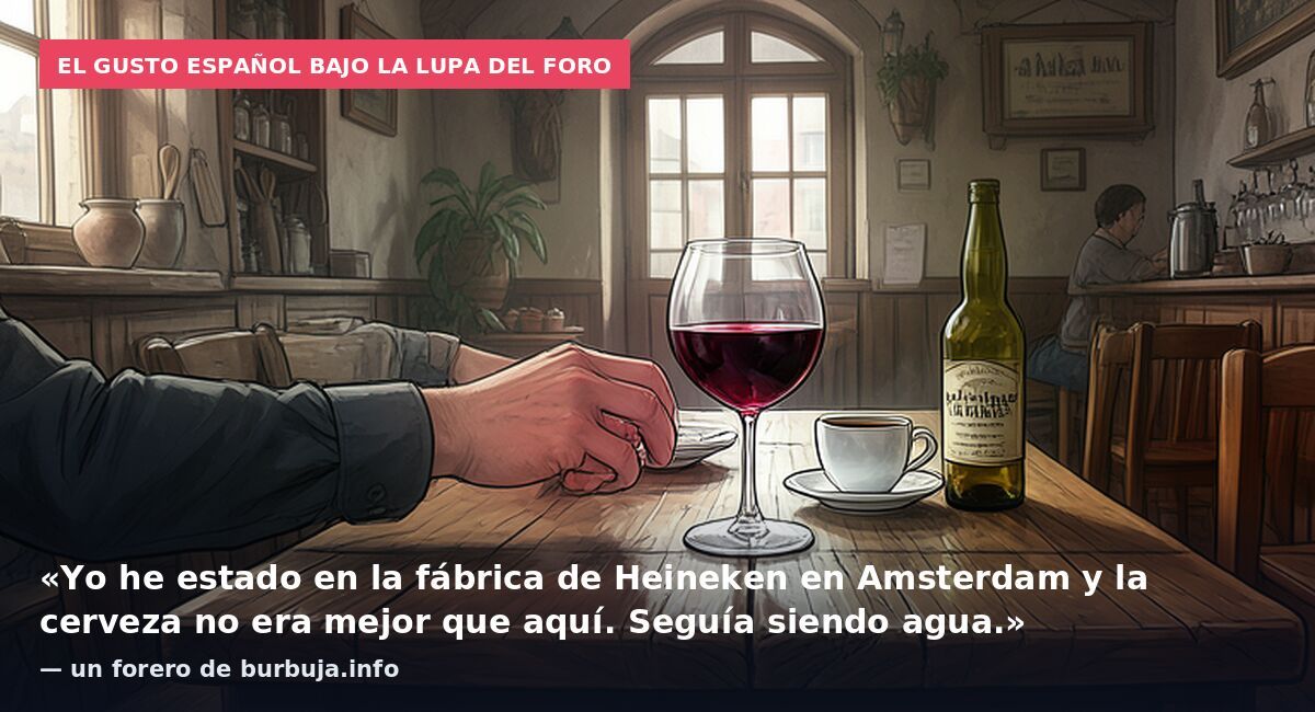 El gusto español bajo la lupa del foro: «Yo he estado en la fábrica de Heineken en Amsterdam y la cerveza no era mejor que aquí. Seguía siendo agua.» — un forero de burbuja.info