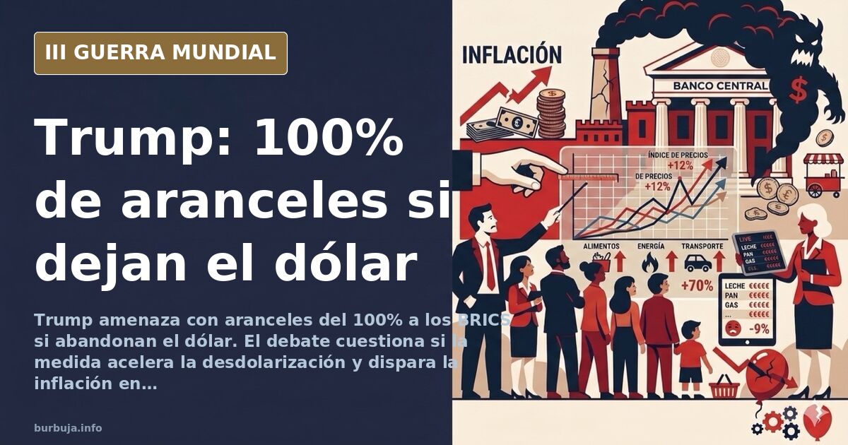 Mapa mundi con rutas comerciales y siluetas de buques portacontenedores, ilustrando la amenaza arancelaria de Trump a los BRI
