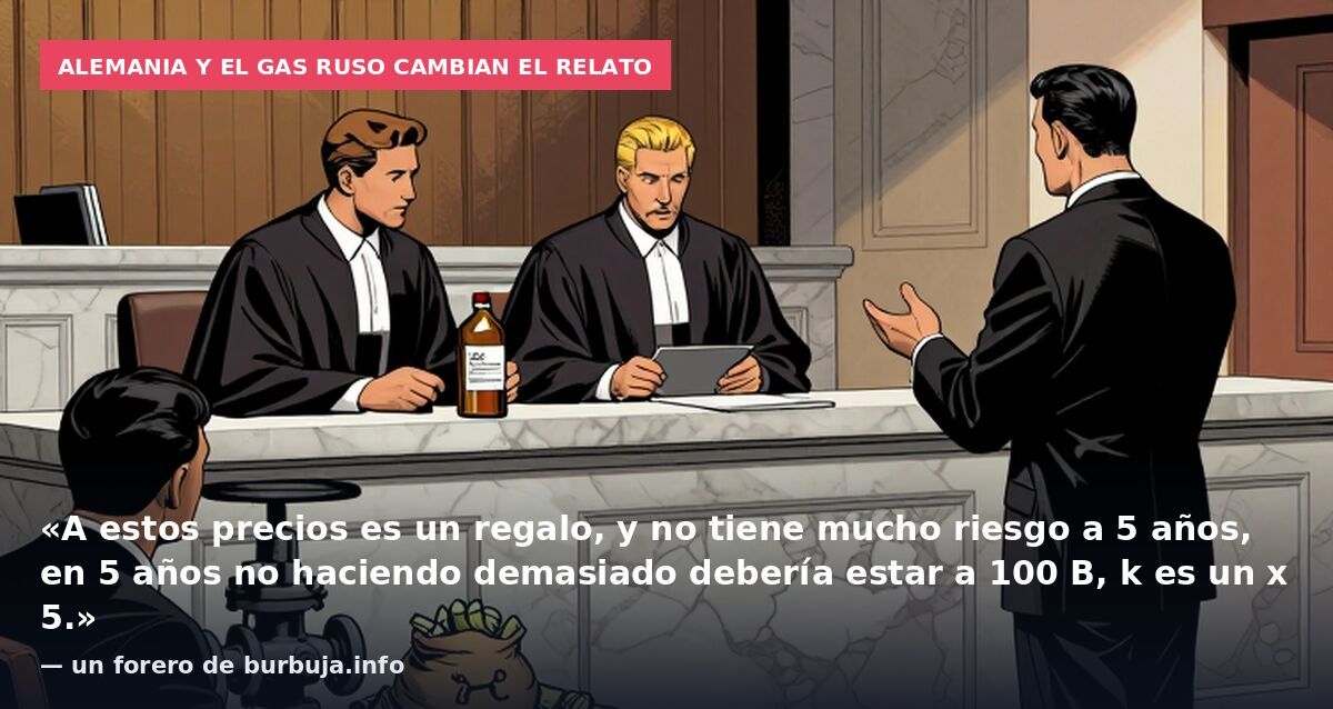 Alemania y el gas ruso cambian el relato: «A estos precios es un regalo, y no tiene mucho riesgo a 5 años, en 5 años no haciendo demasiado debería estar a 100 B, k es un x 5.» — un forero de burbuja.info