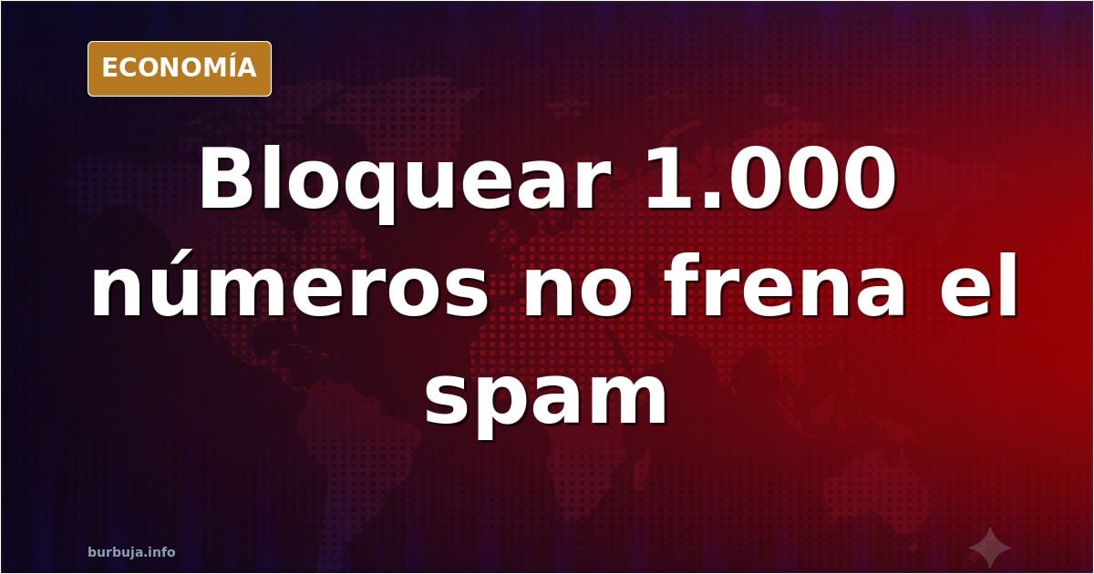 Teléfono móvil mostrando una llamada entrante marcada como spam sobre fondo azul marino