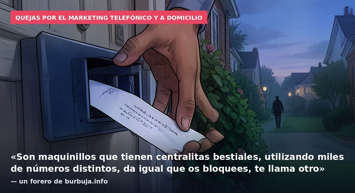 Quejas por el marketing telefónico y a domicilio: «Son maquinillos que tienen centralitas bestiales, utilizando miles de números distintos, da igual que os bloquees, te llama otro» — un forero de burbuja.info