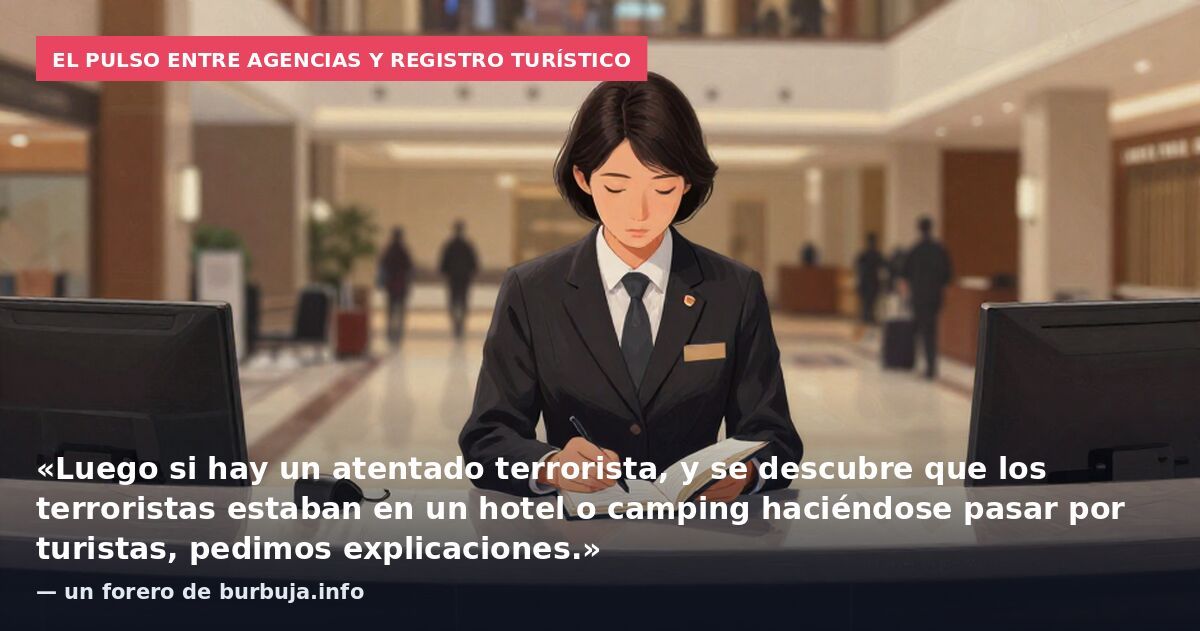 El pulso entre agencias y registro turístico: «Luego si hay un atentado terrorista, y se descubre que los terroristas estaban en un hotel o camping haciéndose pasar por turistas, pedimos explicaciones.» — un forero de burbuja.info