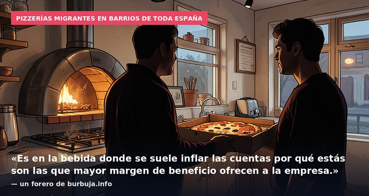 Pizzerías migrantes en barrios de toda España: «Es en la bebida donde se suele inflar las cuentas por qué estás son las que mayor margen de beneficio ofrecen a la empresa.» — un forero de burbuja.info