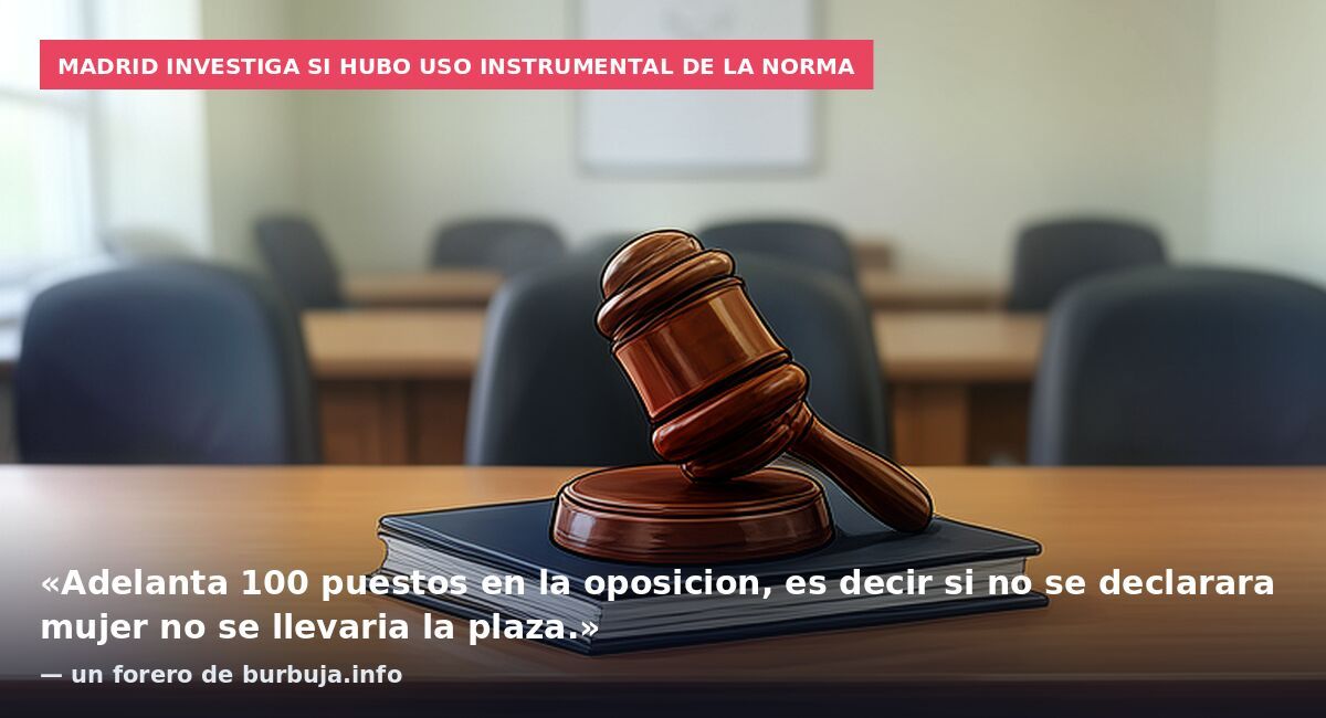 Madrid investiga si hubo uso instrumental de la norma: «Adelanta 100 puestos en la oposicion, es decir si no se declarara mujer no se llevaria la plaza.» — un forero de burbuja.info
